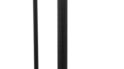 Black Steel Portable Garment Rack with Adjustable Shelves