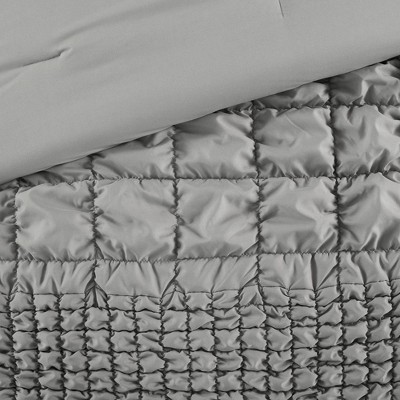Gray Full Microfiber Ruched Comforter Set