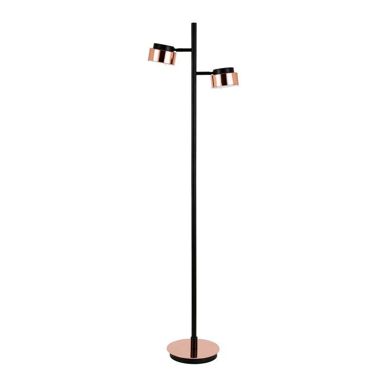 Hampton &#38; Thyme 2-Light Floor Lamp with Metal Shade Blackened Bronze/Copper, 1 of 12