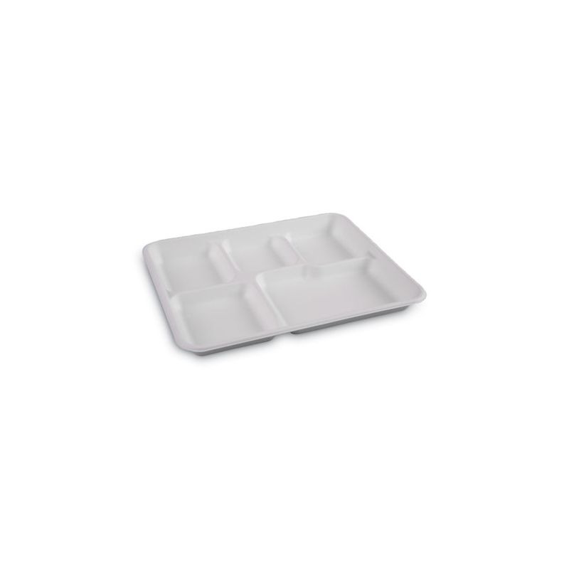 Boardwalk Bagasse Dinnerware, 5-Compartment Tray, 10 x 8, White, 500/Carton, 3 of 8