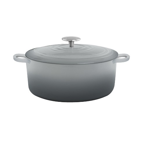 4 Quart Enamel-On-Steel Soup Pot with Glass Lid - Fade Grey