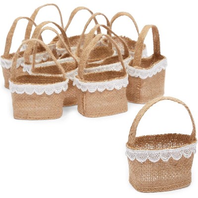 Sparkle And Bash 12-pack Jute Flower Girl Baskets With Lace For Wedding ...