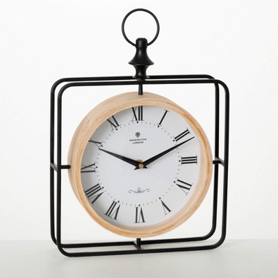 Sullivans 12.5" Wood & Metal Framed Desk Clock