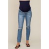 PinkBlush Blue Distressed Raw Hem Maternity Jeans - 2 of 4
