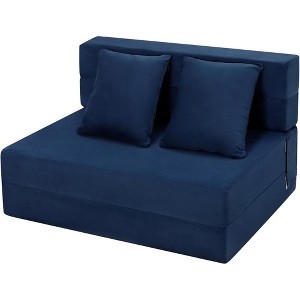 Folding Sofa Bed, Convertible Sleeper Chair,  with 2 Pillow, Memory Foam Washable Cover for Living Room/Bedroom/Guest - 1 of 4