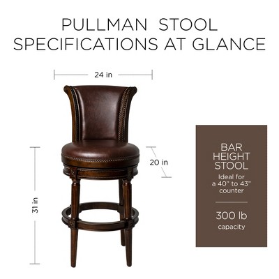 Pullman Dark Walnut 31" Swivel Bar Stool with Vegan Leather