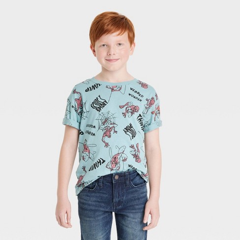 Boys' Marvel Spider-man Short Sleeve Graphic T-shirt - Teal Green Xs ...