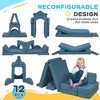 Runesay Blue 12 Pieces Modular Kids Play Couch, Convertible Foam Floor Cushions - 4 of 4
