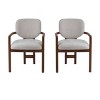Set of 2 Upholstered Dining Arm Chairs with Fabric Seat and Rubber Wood Frame,Nature Wood and Foam Filled Modern Accent Seating-The Pop Home - 4 of 4