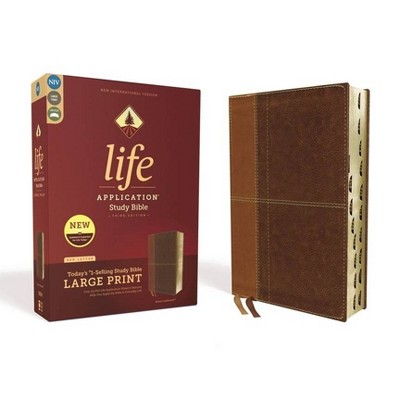 Niv, Life Application Study Bible, Third Edition, Large Print, Leathersoft, Brown, Indexed, Red Letter Edition - by  Zondervan (Leather Bound)