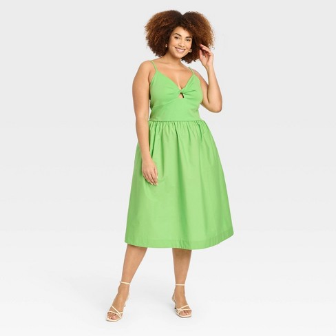 Women's Knit Ballet Midi Sundress - A New Day™ Green 4x : Target