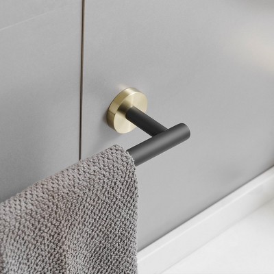 BWE 24-Inch Black and Gold Stainless Steel 6-Piece Bath Hardware Set