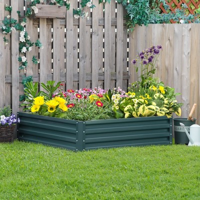 Green Galvanized Steel Raised Garden Bed for Outdoor Plants