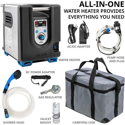 Compact Black and Silver Portable Propane Water Heater