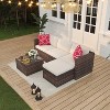 Acekool 5-Piece Outdoor Patio Furniture Set – All-Weather Wicker Sectional Sofa with Glass Coffee Table and Soft Removable Cushions - 4 of 4