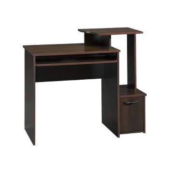 Sauder Computer Desk - Cinnamon Cherry: Elevated Shelf, CPU Storage, Laminated Surface, Home Office Furniture