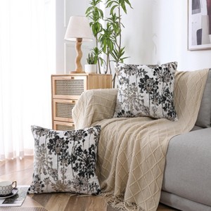 Kate Aurora 1 Piece Jacobean Floral Chenille Ultra Plush & Fluffy 18"x 18" Filled Accent Throw Pillow With Removable Shell/Cover - 1 of 4