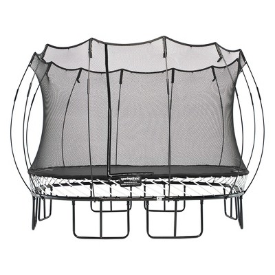 Springfree Trampoline S113 Kids Large Square 11 Foot Trampoline w/ Safety Enclosure Net and SoftEdge Jump Bounce Mat for Outdoor Backyard Bouncing