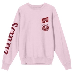 Schlitz Logo Art Crew Neck Long Sleeve Adult Cradle Pink Sweatshirt - 1 of 3