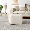 Vynxaria Modern Corduroy Square Ottoman with Dense Foam Padding and Pocket Coil Springs,White - 2 of 4