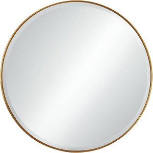 Uttermost Round Vanity Decorative Wall Mirror Vintage Beveled Edge Antiqued Gold Leaf Iron Frame 34" Wide for Bathroom Bedroom Living Room Home House - 1 of 4