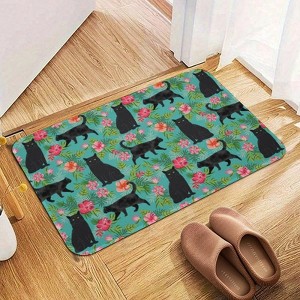Black Cat Hawaiian Bathroom Rugs Winter Bath Mat Absorbent Non Slip Bathroom Mat Christmas Soft Floor Carpet 16x20 Inches - 1 of 1