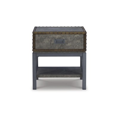 Derrylin Vintage Industrial Gray-Brown End Table with Storage