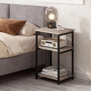 3-Tier Metal End Table - Tall Narrow Side Table with Storage Shelf for Living Room, Bedroom & Bathroom - 1 of 4