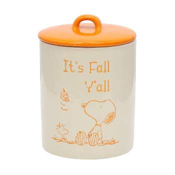 Peanuts It's Fall Y'all 26 Ounce Stoneware Snoopy Canister with Lid in Orange