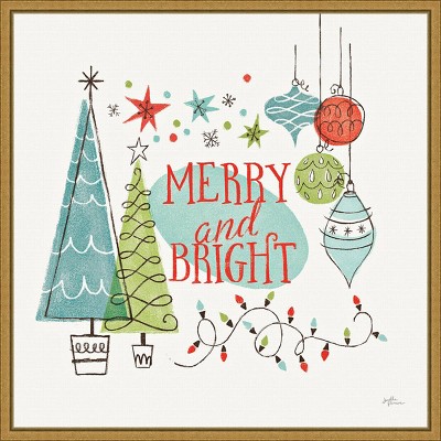 16" x 16" Merry and Bright Christmas Tree Square by Janelle Penner Framed Canvas Wall Art - Amanti Art