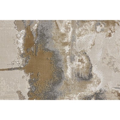Aura Gray and Gold Abstract 6'7" x 9'6" Area Rug