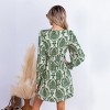 Women's Emerald/Sapphire Damask Print Long Sleeve Mini Swing Dress - Cupshe - 3 of 4