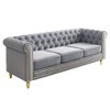 84.65" Chesterfield Velvet Sofa with Gold Trim & HD Foam - 3 of 4