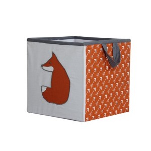 Bacati - Playful Fox Orange/Gray Storage Box Small - 1 of 4