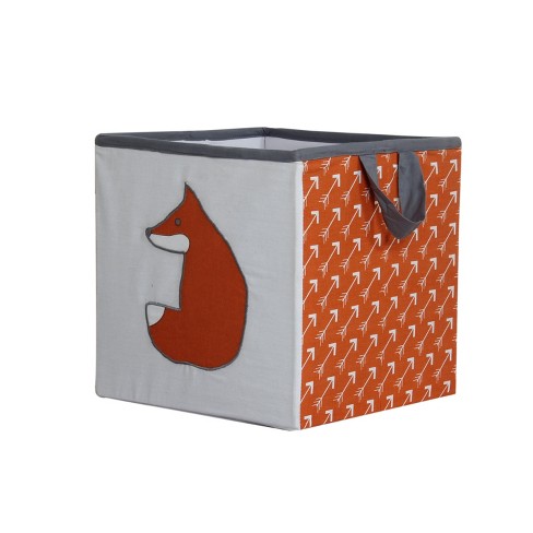 Bacati - Playful Fox Orange/Gray Storage Box Small - image 1 of 4