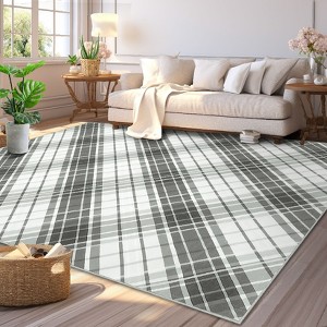 Geometric Machine Washable Rug with Rubber Backing for Living Room Lines Non-Slip Dining Room Rug Easy-Cleaning Floor Carpet for Bedroom Playroom - 1 of 4