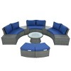 Outdoor Sofa Set, PE Wicker Sofa With Cushions, Sectional Sofa Set for Free Combination, Multifunctional Table and Stools-Coolbibila - 3 of 4