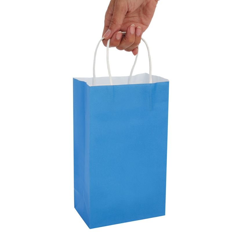 Blue Panda 25-Pack Blue Gift Bags with Handles - Small Paper Treat Bags for Birthday, Wedding, Retail (5.3x3.2x9 In), 4 of 9