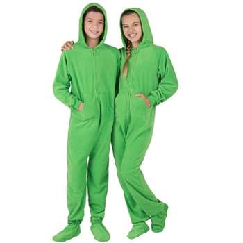 Footed Pajamas - Emerald Green Kids Hoodie Fleece Onesie