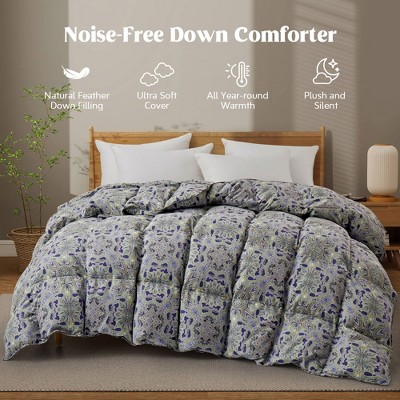 Peace Nest Ultra Soft Noiseless Down Comforter, Natural All Season Duvet Insert