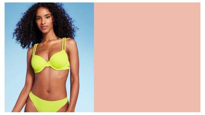 Women's Lightly Lined Twisted Strap Bikini Top - Shade & Shore™ Neon Yellow, 2 of 9, play video