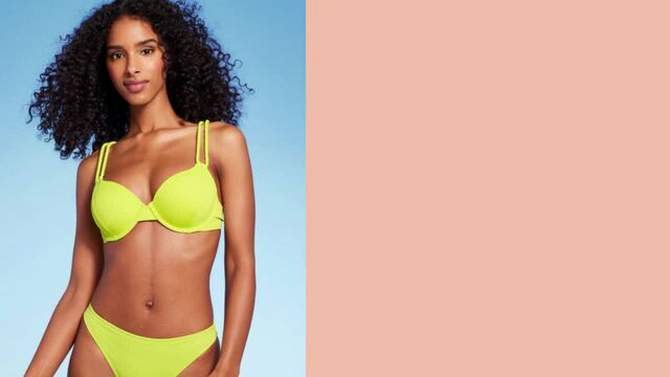Women's Lightly Lined Twisted Strap Bikini Top - Shade & Shore™ Neon Yellow, 2 of 9, play video