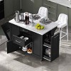 Kitchen Island with Drop Leaf and Tilt-Out Trash Cabinet, Rolling Cart with Door and Towel Bar, MDF Frame Kitchen Island-Coolbibila - 2 of 4