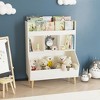 Kids Bookshelf and Toy Storage with Legs, Children Bookcase for Kids Room, Living Room, Nursery,White - 3 of 4
