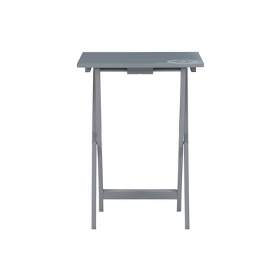 Modern Compass-Inspired Dark Gray Wood TV Tray Table Set