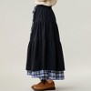 Anna-Kaci Women’s Tiered Midi Skirt with Adjustable Drawstring Waist and Layered Plaid Hem Detail for Flowing Movement and Comfort - 3 of 4