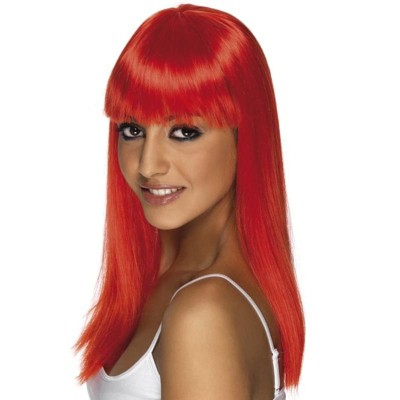 Smiffys Long Straight Neon Red Glamourama 80 S Punk Rock Adult Costume Wig Target