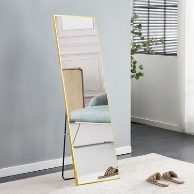 PAGED Rectangle Wall Mounted Full Length Mirror, Leaning Floor Full Body Mirror with Meatl Frame,Suitable for Bedroom