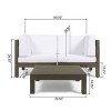 GDFStudio Keith Outdoor Acacia Wood Loveseat and Coffee Table Set with Cushions - 3 of 4