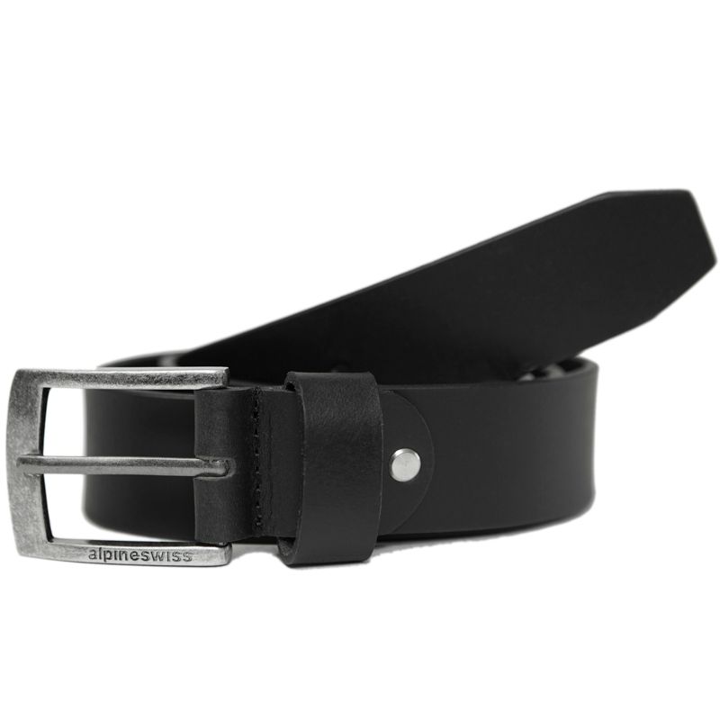 Alpine Swiss Mens Belt Genuine Leather Slim 1 1/4” Casual Jean Belt Dakota Signature Buckle, 4 of 6